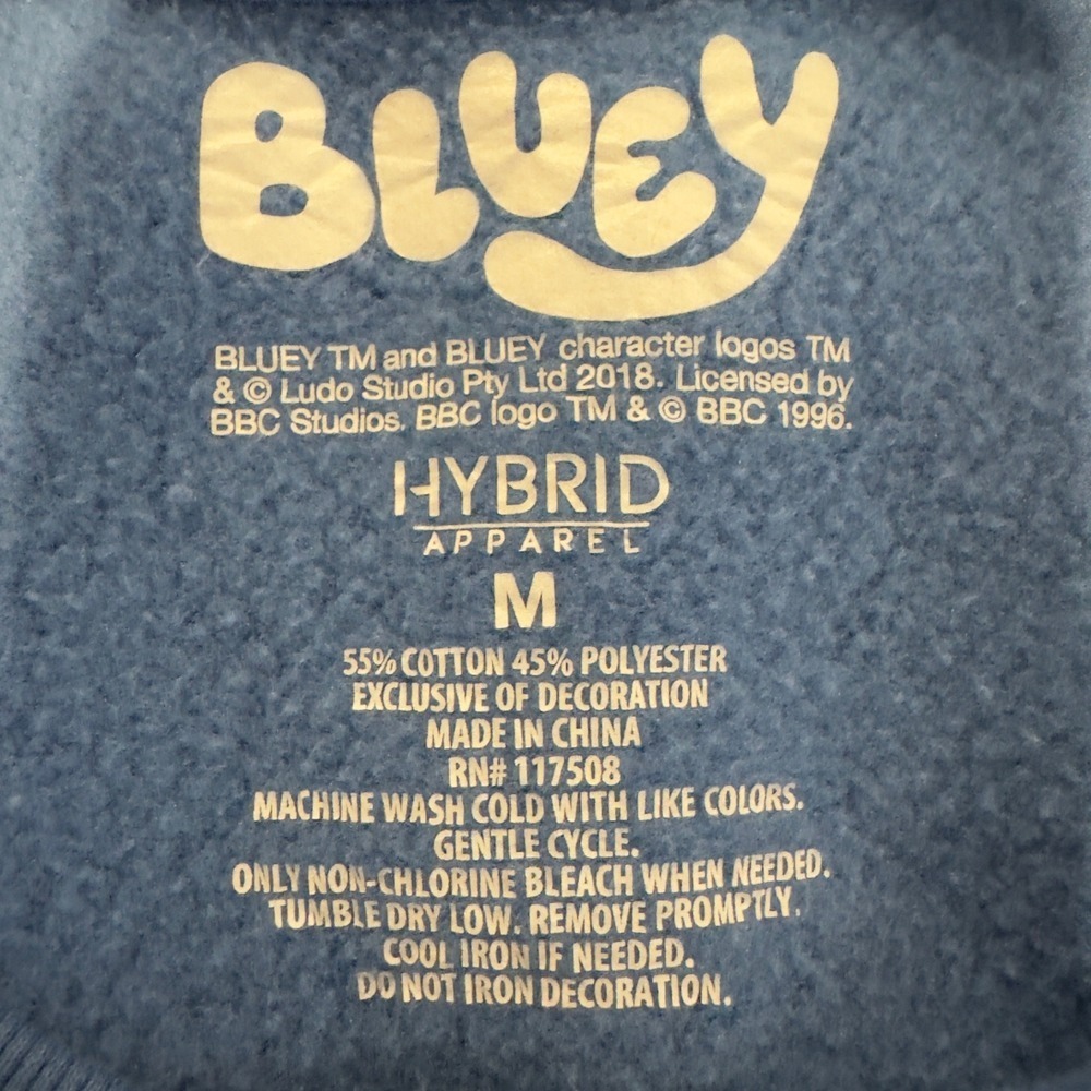 Bluey All Over Print Embroidered Crewneck Sweatshirt Pullover Blue Women's M - Picture 4 of 5